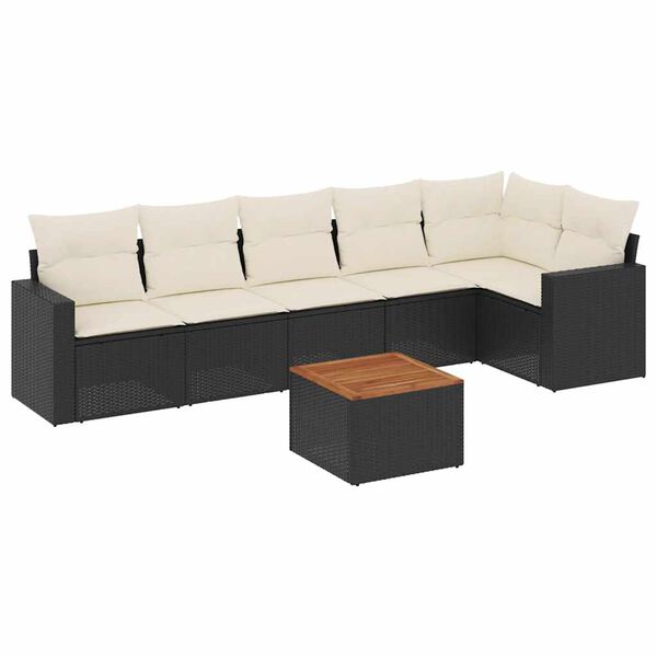 vidaXL Set Divani da Giardino con Cuscini 7pz Nero Polyrattan