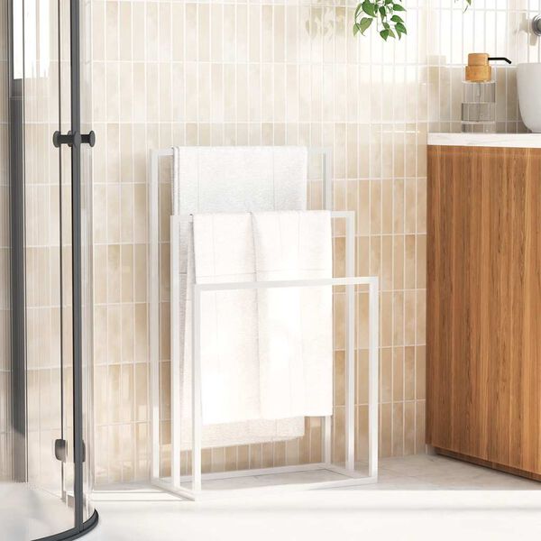 vidaXL Portasciugamani da Pavimento Bianco 48x24x79cm in Ferro