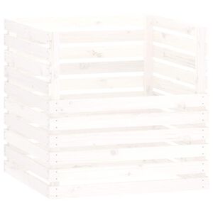 vidaXL Compostiera Bianca 80x80x78 cm in Legno Massello di Pino