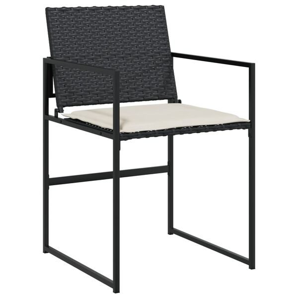 vidaXL Set da Pranzo da Giardino 7 pz Nero con Cuscini in Polyrattan