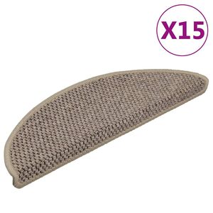 vidaXL Tappeti Adesivi Scale Aspetto Sisal 15 pz 56x17x3cm Beige Scuro
