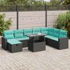 vidaXL Set Divano da Giardino 9pz con Cuscini Grigio Polyrattan Acacia