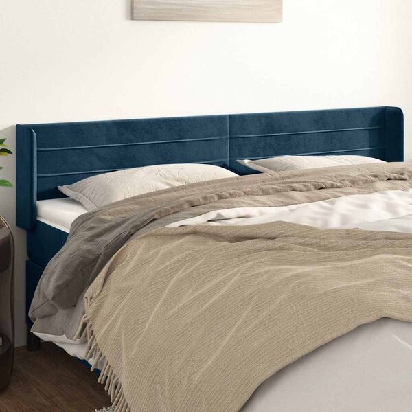 vidaXL Testiera ad Orecchio Blu Scuro 183x16x78/88 cm in Velluto