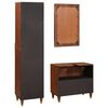 vidaXL Mobile da Bagno 3 pcs Marrone e Nero Legno di mango massello