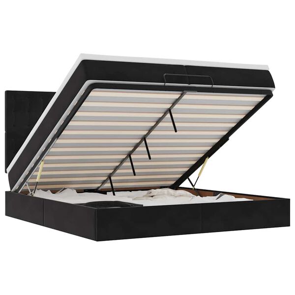 vidaXL Struttura Letto Pouf con Materassi Nero 200x200 cm Velluto