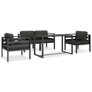 vidaXL Set Divani da Giardino 5 pz con Cuscini in Alluminio Antracite