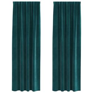 vidaXL Tende oscuranti 2 pcs Verde Scuro 140 x 245 cm Velluto
