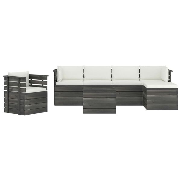 vidaXL Set Divani da Giardino su Pallet 7 pz con Cuscini Massello Pino