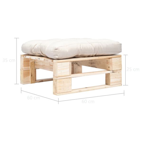 vidaXL Ottomana da Giardino Pallet con Cuscino Sabbia Legno Naturale