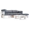 vidaXL Set Divani da Giardino su Pallet 4 pz con Cuscini Grigi Legno