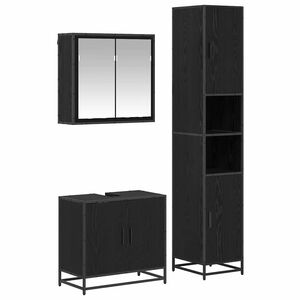vidaXL Set di mobili per il bagno 3 pz Rovere Nero 65 x 33 x 60 cm