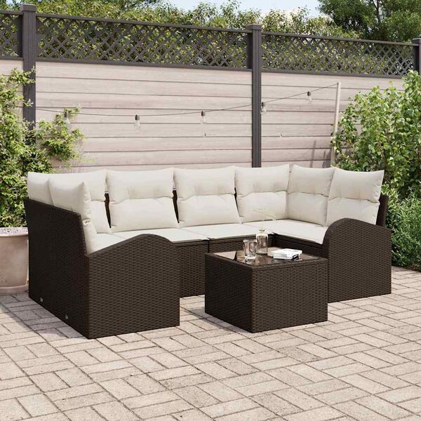 vidaXL Set Divano da Giardino 7 pcs Marrone 55 x 55 x 37 cm