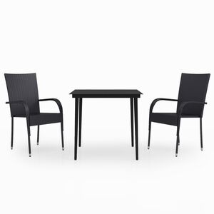 vidaXL Set Mobili da Pranzo per Giardino 3 pz Nero