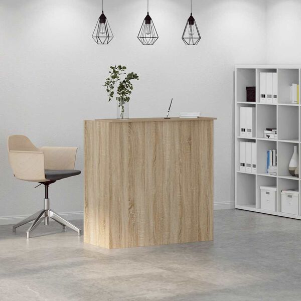 vidaXL Scrivania per Reception Rovere Sonoma 100x50x103,5 cm in Legno Massello