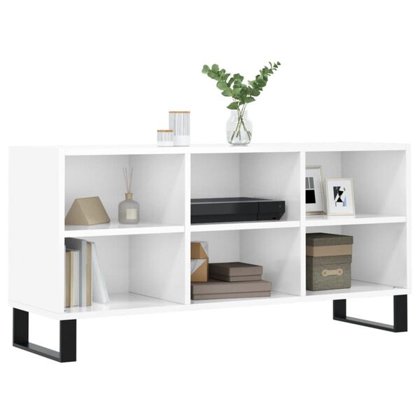 vidaXL Mobile Porta TV Bianco Lucido 103,5x30x50 cm Legno Multistrato