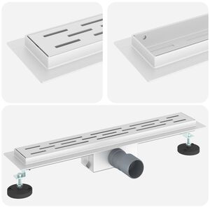 vidaXL Drenaggio doccia con design a striscia Argento 50 cm