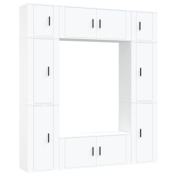 vidaXL Set Mobili Porta TV 8pz Bianco in Legno Multistrato