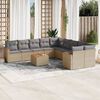 vidaXL Set Divani da Giardino 11 pz con Cuscini Beige in Polyrattan