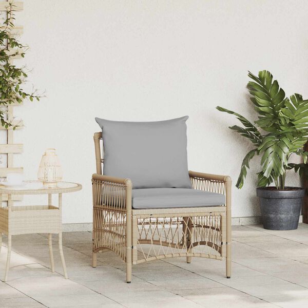 vidaXL Sedia da Giardino con cuscino Beige 73 x 61 x 77 cm polyrattan