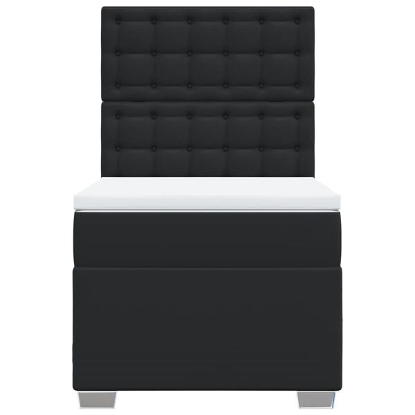 vidaXL Giroletto a Molle con Materasso Nero 90x200 cm in Similpelle