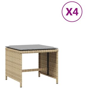 vidaXL Sgabelli Giardino Cuscini 4pz Beige Misto 41x41x36cm Polyrattan
