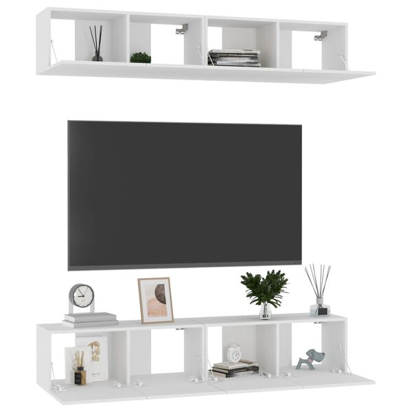 vidaXL Mobili TV 4 pz Bianchi 80x30x30 cm in Legno Multistrato