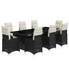 vidaXL Set Bistr&ograve; da Giardino 9 pz con Cuscini in Polyrattan Nero