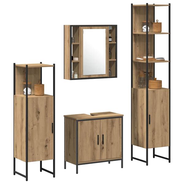 vidaXL Set di mobili per il bagno 4 pcs Marrone Legno multistrato
