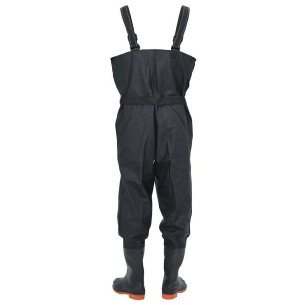 vidaXL Wader con Stivali e Cintura Nero Taglia 43