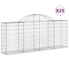 vidaXL Cesti Gabbioni ad Arco 25 pz 200x30x80/100 cm Ferro Zincato