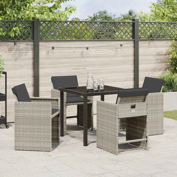 vidaXL Set da Pranzo per Giardino 5 pcs Grigio chiaro polyrattan