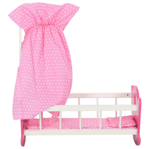 vidaXL Letto per Bambole con Baldacchino in MDF 50x34x60 cm Rosa
