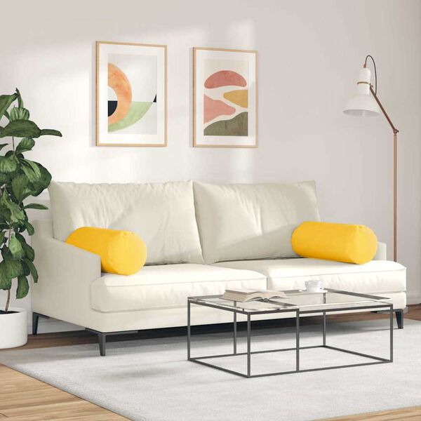 vidaXL Cuscini a rullo 2 pcs Giallo Chiaro &Oslash; 25 x 70 cm