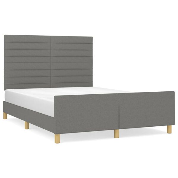 vidaXL Giroletto senza Materasso Grigio Scuro 140x190 cm Tessuto