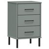 vidaXL Comodino con Gambe in Metallo Grigio Legno Massello Pino OSLO