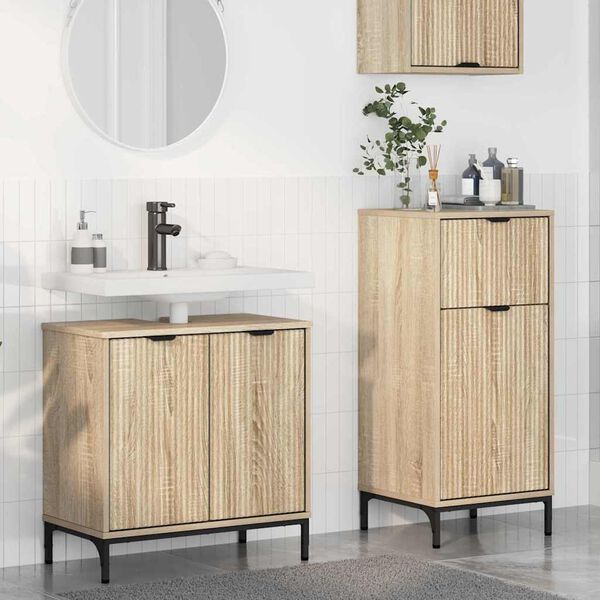vidaXL Set di mobili per il bagno con cassetto 2 pcs Rovere Sonoma
