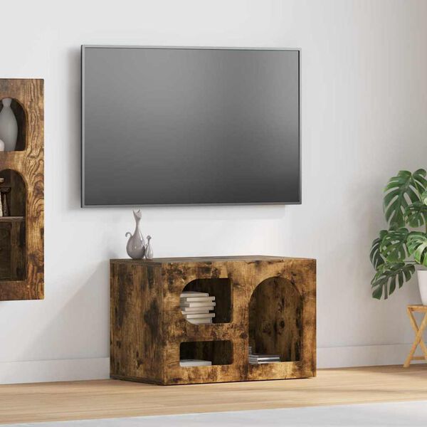 vidaXL Mobile TV Rovere fum&eacute; 60 x 35 x 40 cm Legno multistrato