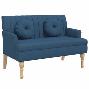 vidaXL Panca con Cuscini Blu 113x64,5x75,5 cm in Tessuto