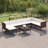 vidaXL Set Divani da Giardino 9 pz con Cuscini in Polyrattan Marrone