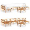 vidaXL Set Divani da Giardino 8pz Cuscini Crema Legno Massello di Teak