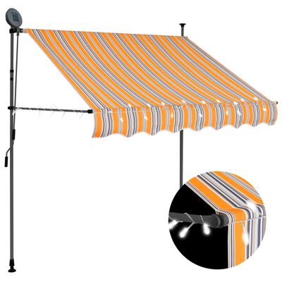 vidaXL Tenda da Sole Retrattile Manuale con LED 200 cm Gialla e Blu