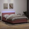 vidaXL Letto a Molle con Materasso e LED Rosa 160x210 cm in Velluto