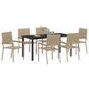 vidaXL Set da Pranzo per Giardino con cuscino 7 pcs Beige polyrattan