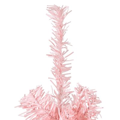 vidaXL Albero Natale Artificiale Sottile a Metà e Supporto Rosa 210 cm