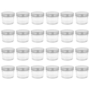 vidaXL Vasi per Marmellata in Vetro Coperchio Argento 24 pz 110 ml