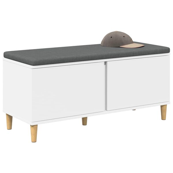 vidaXL Panca per ingresso con cuscino Bianco 100 x 38 x 46 cm