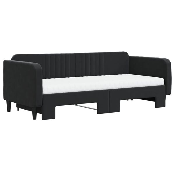 vidaXL Divano Letto Estraibile con Materassi Nero 90x200 cm Velluto