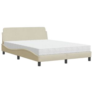 vidaXL Letto con Materasso Dover Crema 120x200 cm in Tessuto