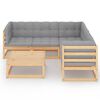vidaXL Set Divani da Giardino 6 pz con Cuscini Legno Massello di Pino