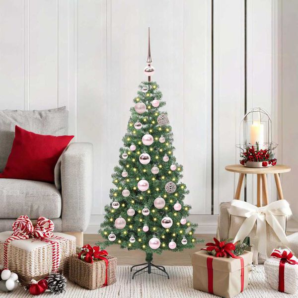 vidaXL Albero di Natale con 150 LED con supporto Verde 120 cm PVC
